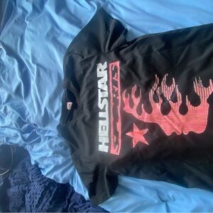 Black Hellstar sports illustrated T-Shirt with Red and White Graphics